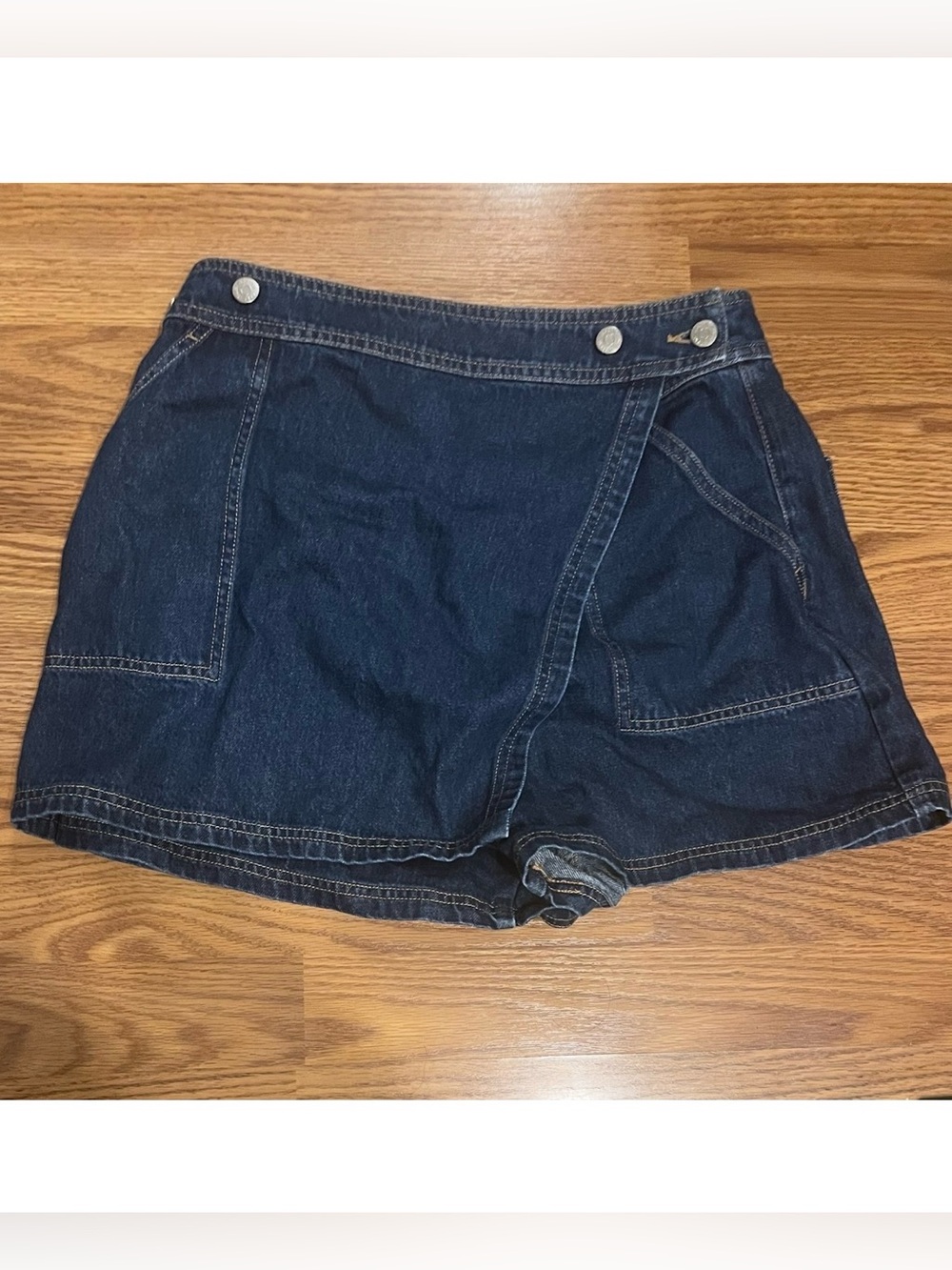 Veronica Beard Winslet Dark Blue Denim Wrap-Style Skorts